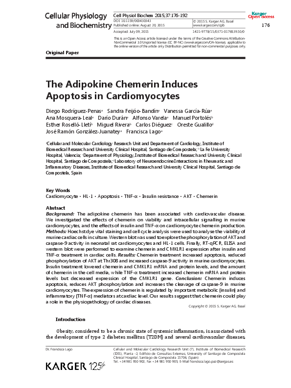 (PDF) The Adipokine Chemerin Induces Apoptosis in Cardiomyocytes