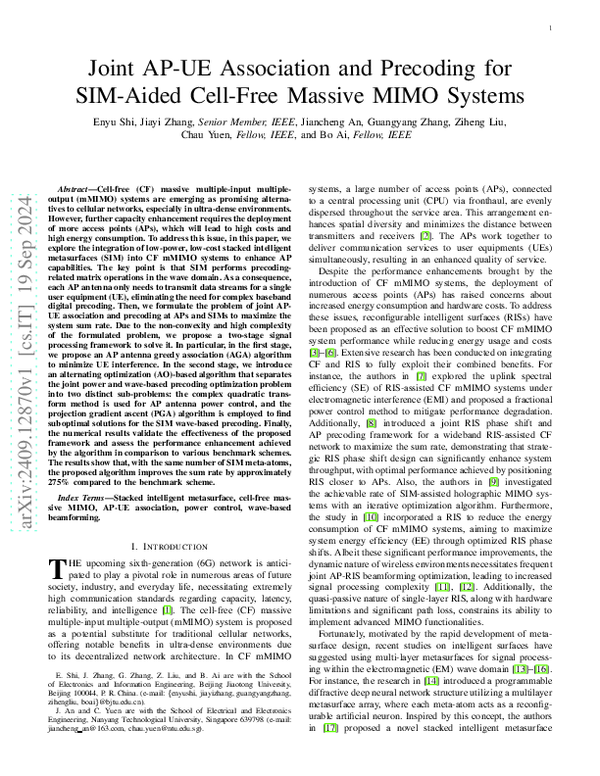 (PDF) Joint AP-UE Association and Precoding for SIM-Aided Cell-Free ...