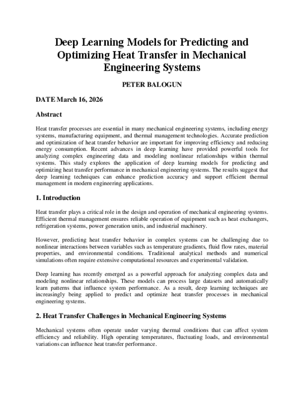 (PDF) Deep Learning Models for Predicting and Optimizing Heat Transfer ...