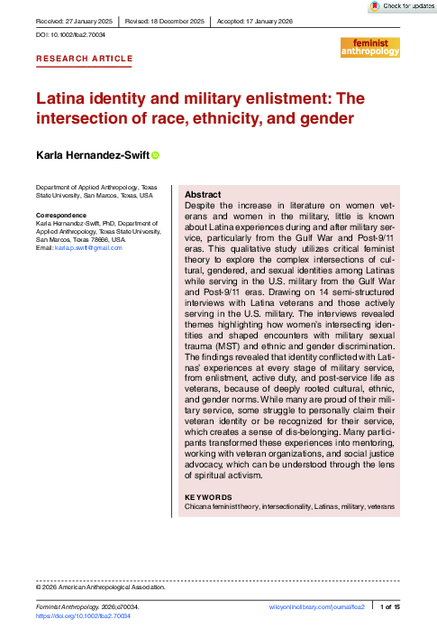 (PDF) Latina identity and military enlistment: The intersection of race ...