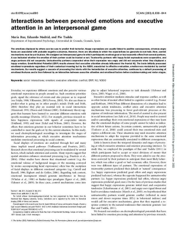 (PDF) Interactions between perceived emotions and executive attention ...