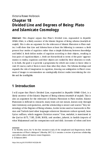 (PDF) Victoria Rowe Holbrook - Divided Line and Degrees of Being: Plato ...