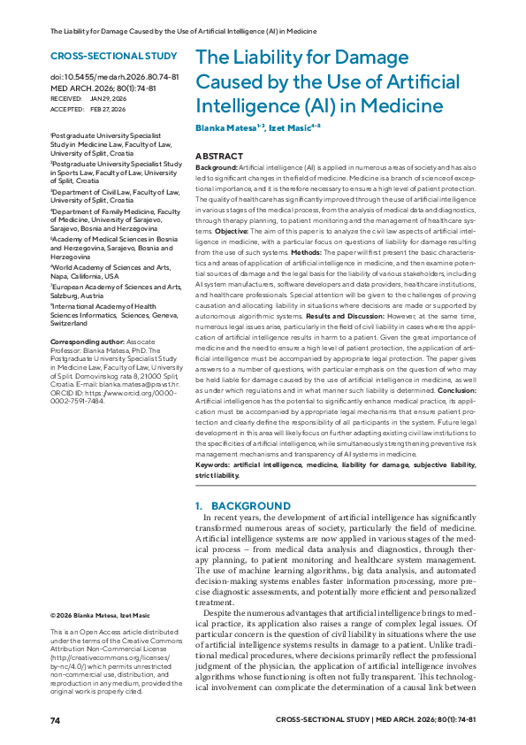 (PDF) The Liability for Damage Caused by the Use of Artificial ...