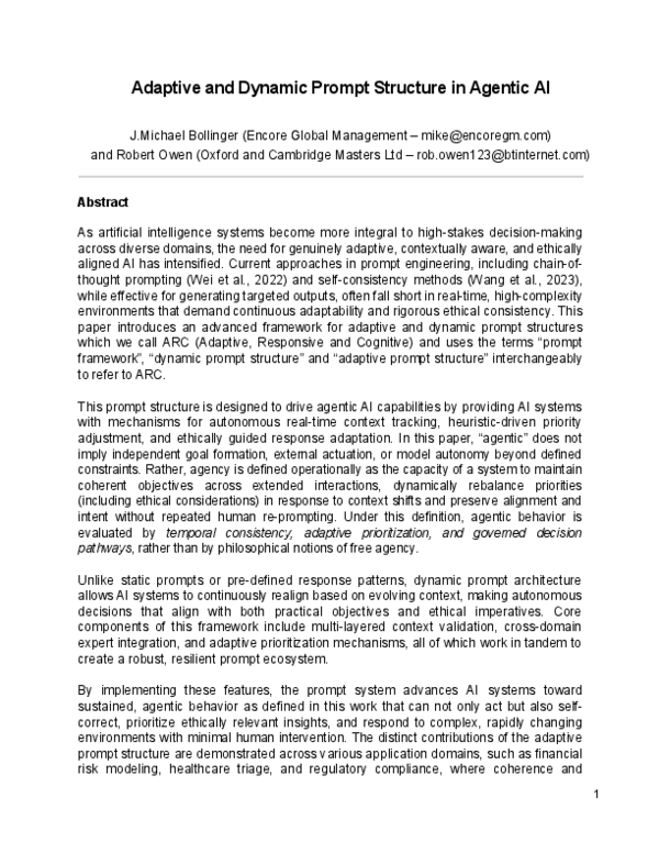 (PDF) Adaptive and Dynamic Prompt Structure in Agentic AI