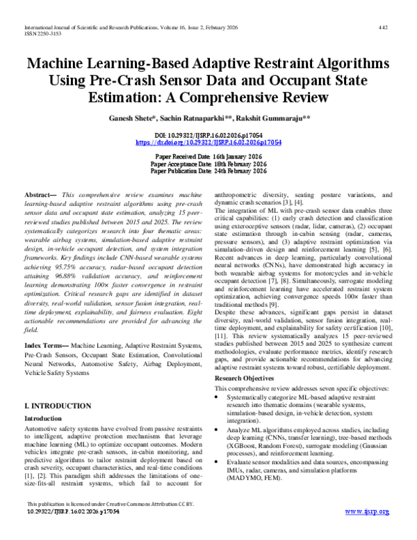 (PDF) Machine Learning-Based Adaptive Restraint Algorithms Using Pre ...