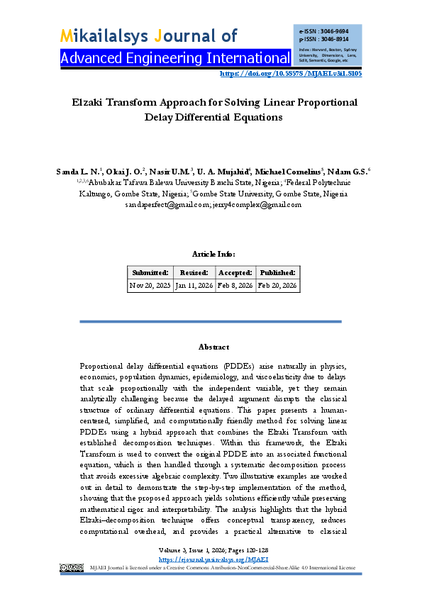 (PDF) Elzaki Transform Approach for Solving Linear Proportional Delay ...