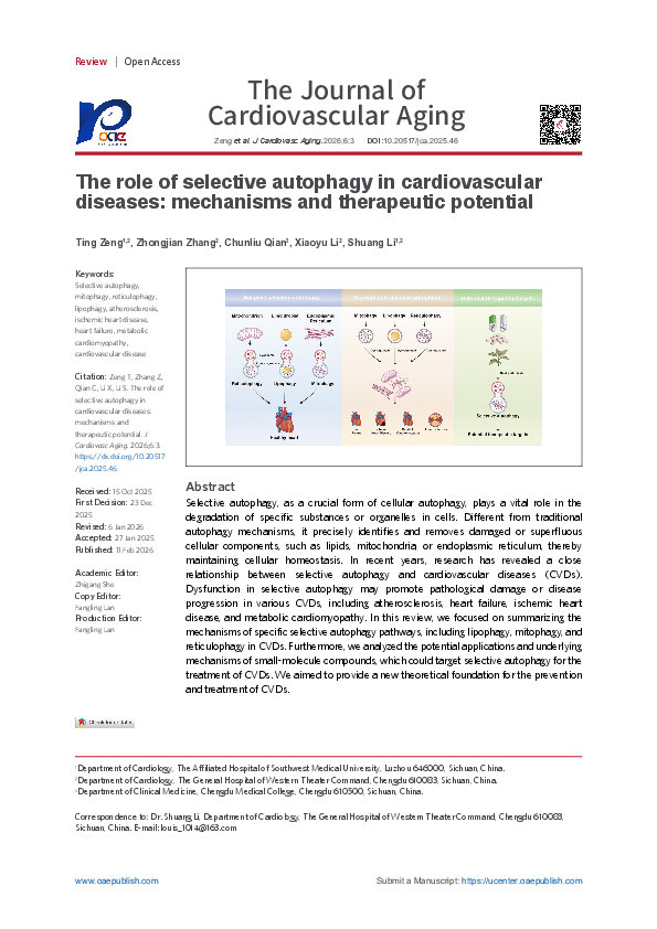 (PDF) The role of selective autophagy in cardiovascular diseases ...