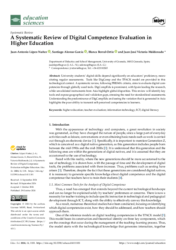 (PDF) A Systematic Review of Digital Competence Evaluation in Higher ...