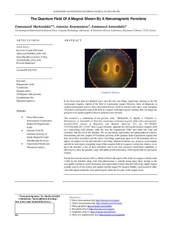 (PDF) The quantum field of a magnet shown by a nanomagnetic ferrolens