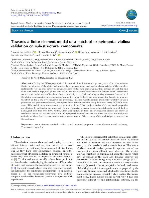 (PDF) Towards a finite element model of a batch of experimental violins ...