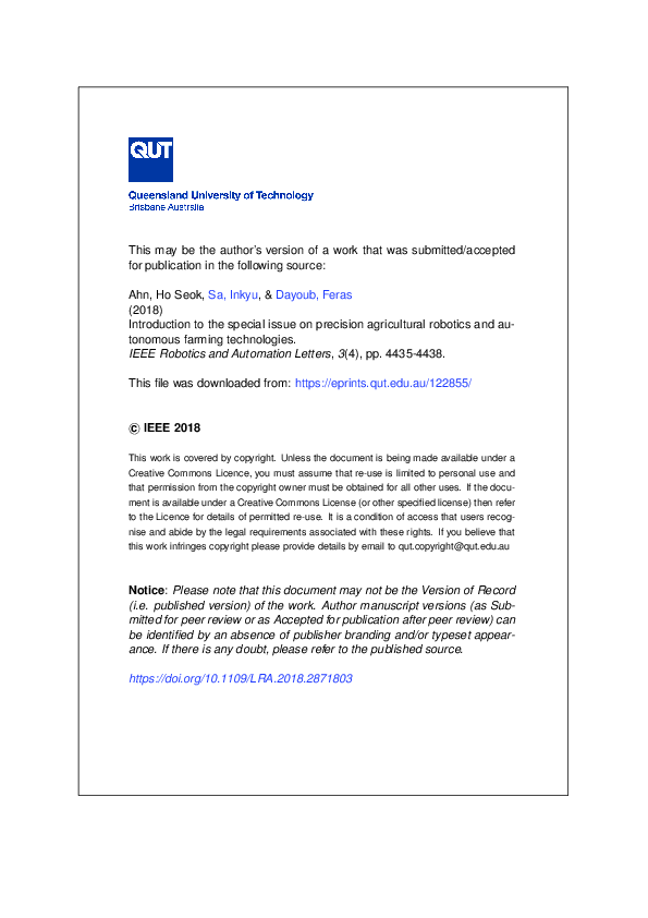 (PDF) Introduction to the Special Issue on Precision Agricultural ...