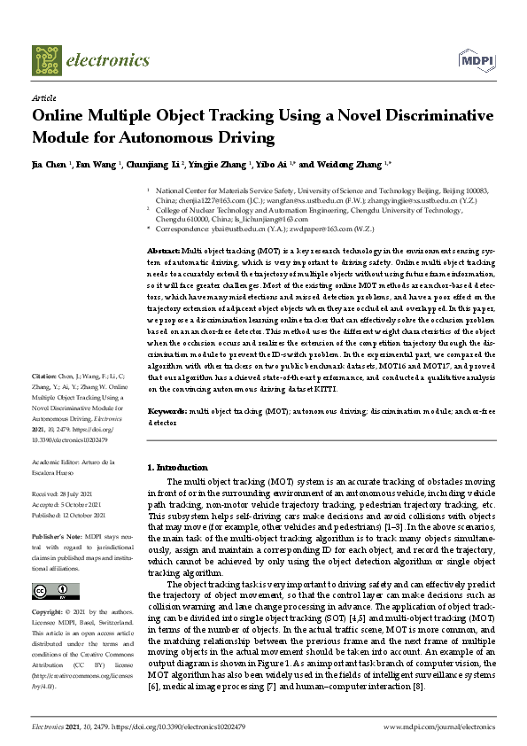 (PDF) Online Multiple Object Tracking Using a Novel Discriminative ...