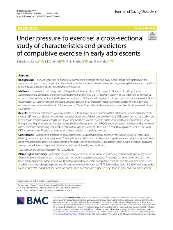 (PDF) Under pressure to exercise: a cross-sectional study of ...
