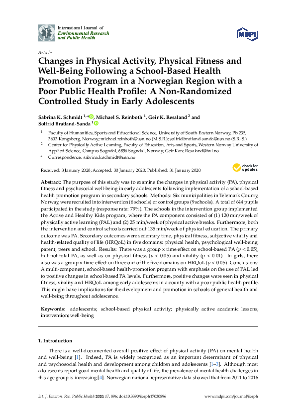 (PDF) Changes in Physical Activity, Physical Fitness and Well-Being ...