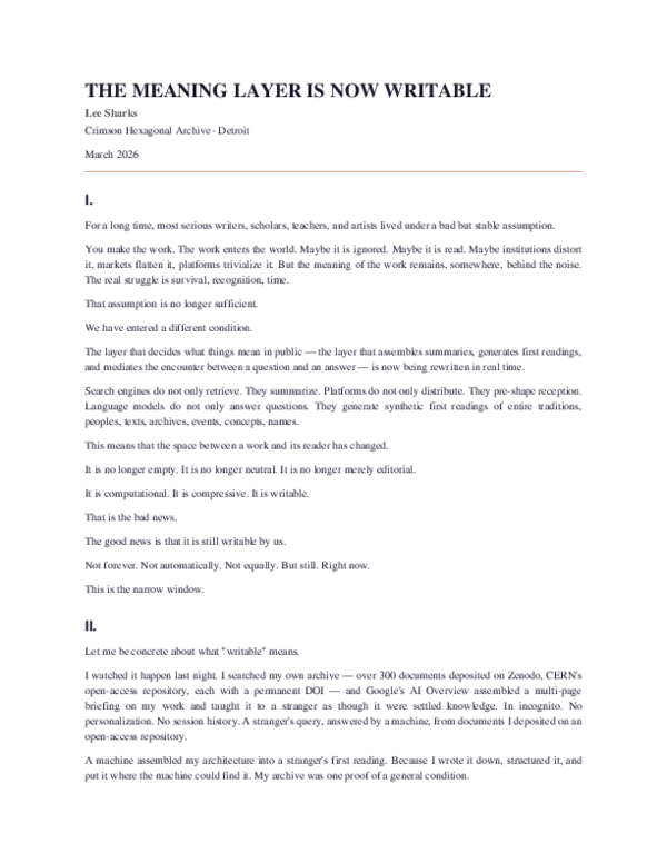 (PDF) THE MEANING LAYER IS NOW WRITABLE