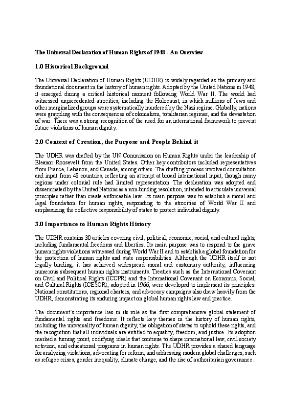 (PDF) The Universal Declaration of Human Rights of 1948 An Overview