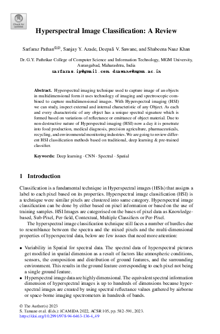 (PDF) Hyperspectral Image Classification: A Review
