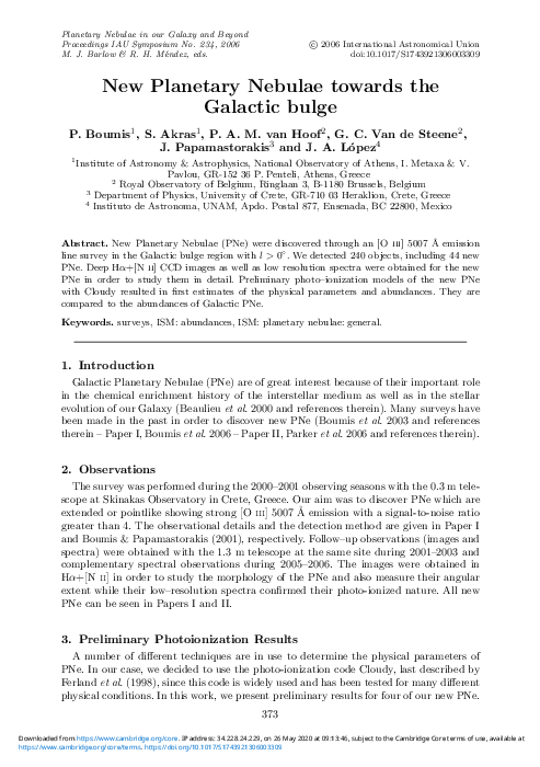 (PDF) New Planetary Nebulae towards the Galactic bulge