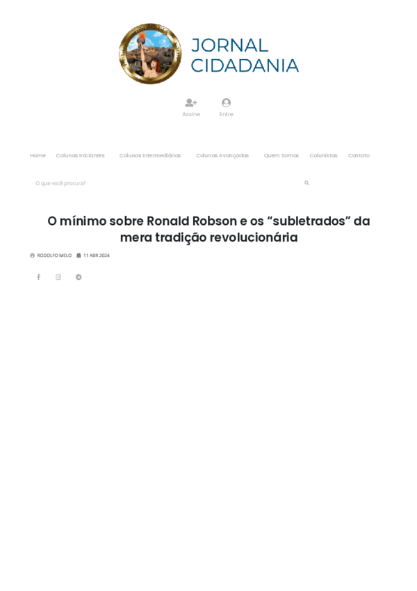 (PDF) O mínimo sobre Ronald Robson e os 