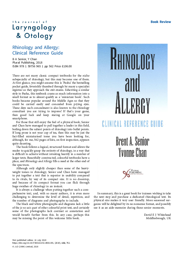 (PDF) Rhinology and Allergy: Clinical Reference Guide