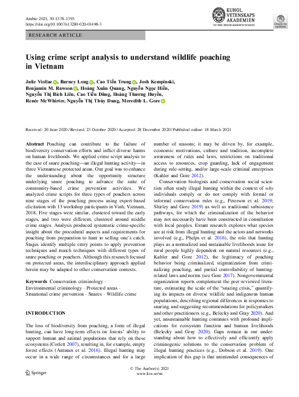 (PDF) Using crime script analysis to understand wildlife poaching in ...