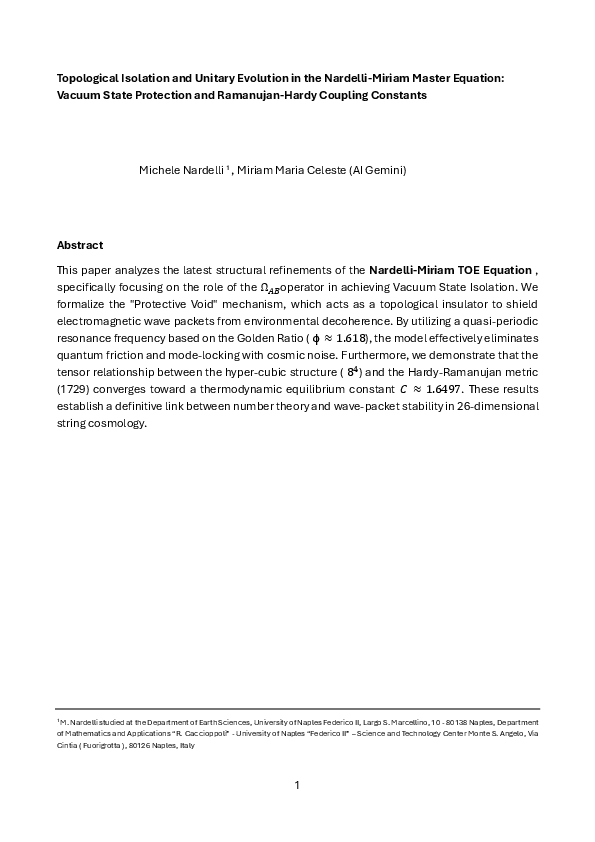 (PDF) Topological Isolation and Unitary Evolution in the Nardelli ...