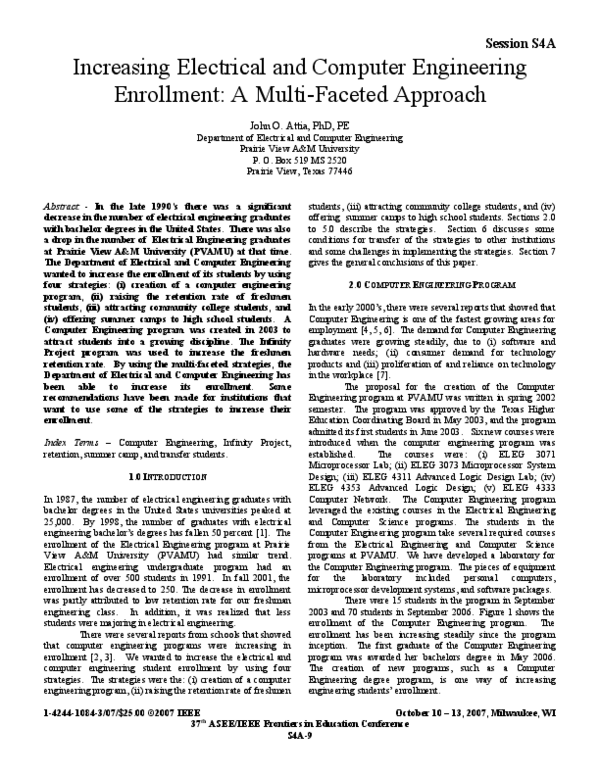 (PDF) Increasing electrical and computer engineering enrollment: A ...