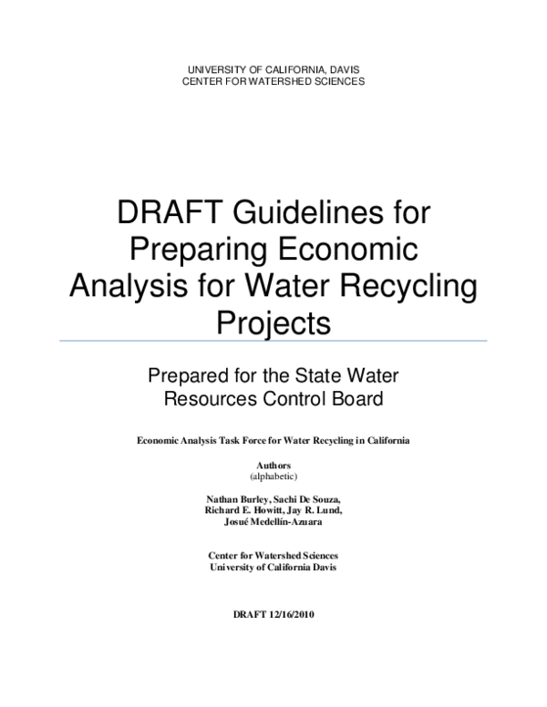 (PDF) DRAFT Guidelines for Preparing Economic Analysis for Water ...