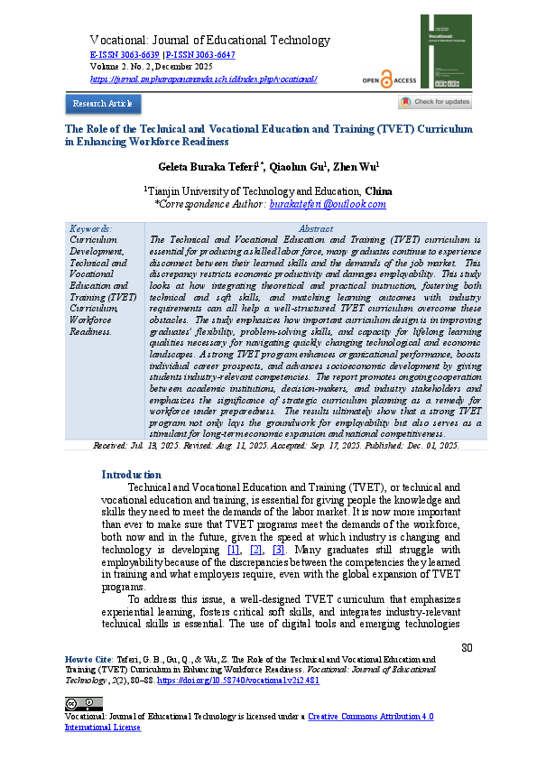 (PDF) The Role of the Technical and Vocational Education and Training ...