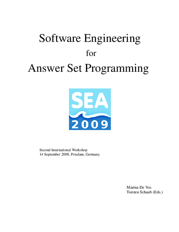 (PDF) Software Engineering for Answer Set Programming Second ...