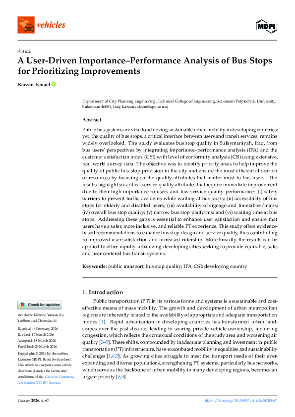 (PDF) A User-Driven Importance-Performance Analysis of Bus Stops for ...