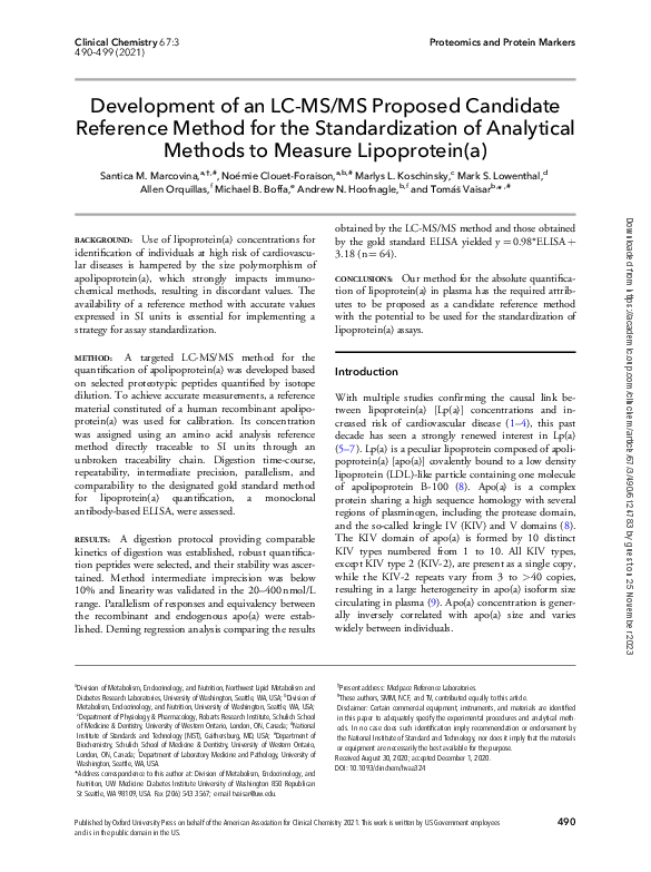 (PDF) Development of an LC-MS/MS Proposed Candidate Reference Method ...