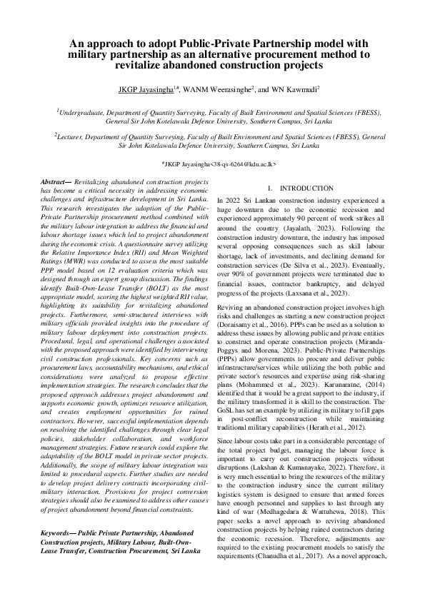 (PDF) An approach to adopt Public-Private Partnership model with ...