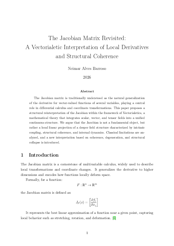 (PDF) The Jacobian Matrix Revisited: A Vectorialetic Interpretation of ...