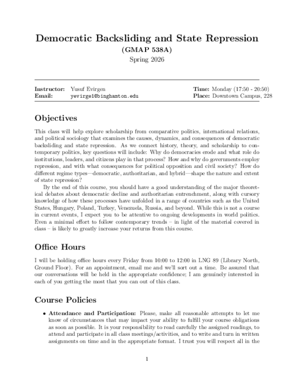 (PDF) Democratic Backsliding and State Repression