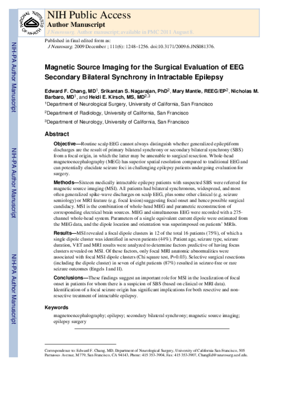 (PDF) Magnetic source imaging for the surgical evaluation of ...