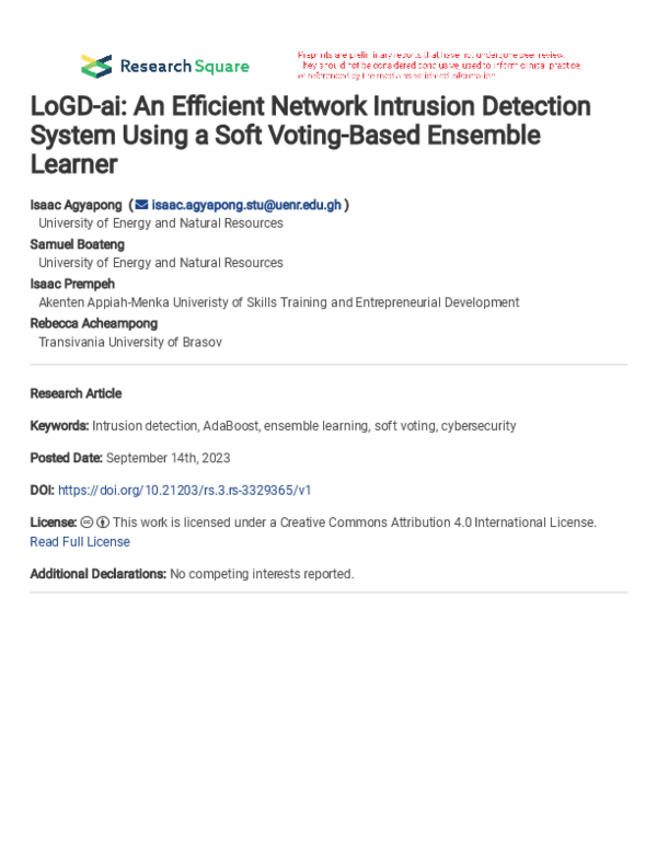 (PDF) LoGD-ai: An Efficient Network Intrusion Detection System Using a ...