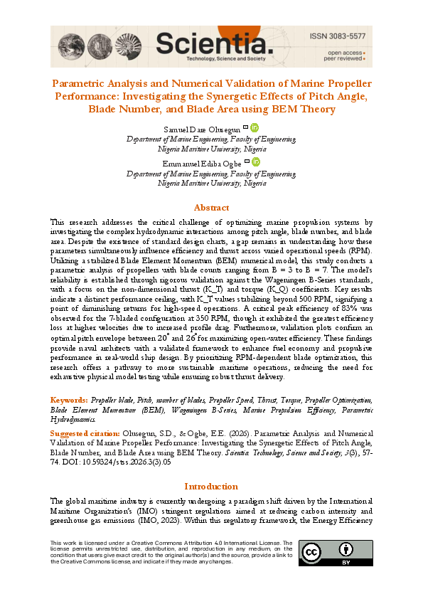 (PDF) Parametric Analysis and Numerical Validation of Marine Propeller ...