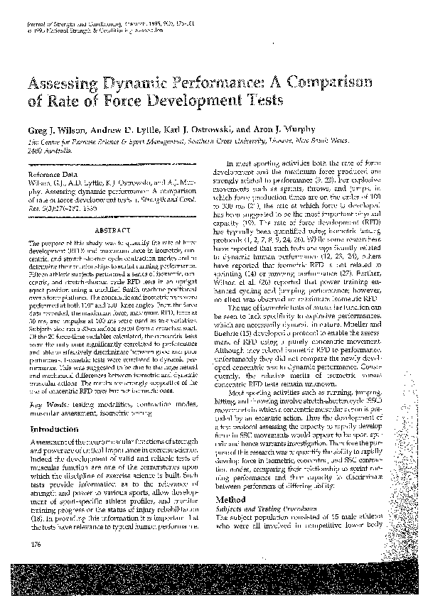 (PDF) Assessing Dynamic Performance: A Comparison of Rate of Force ...