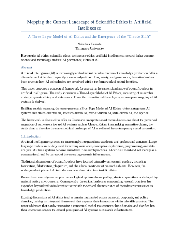 (PDF) Mapping the Current Landscape of Scientific Ethics in Artificial ...