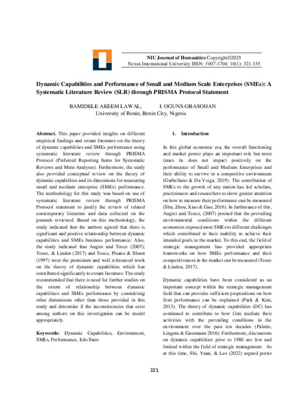 (PDF) Dynamic Capabilities and Performance of Small and Medium Scale ...