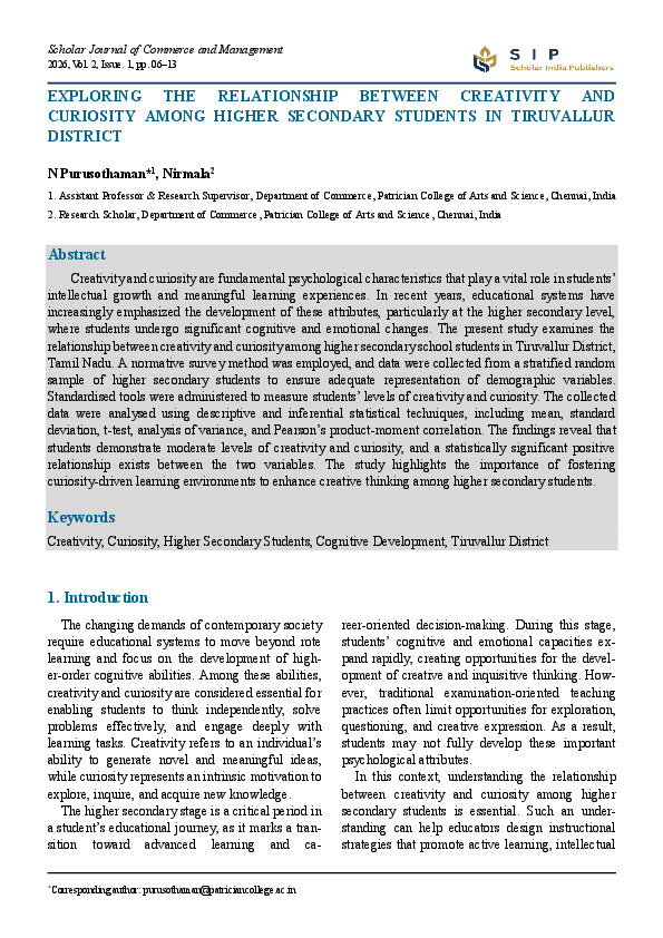 (PDF) EXPLORING THE RELATIONSHIP BETWEEN CREATIVITY AND CURIOSITY AMONG ...