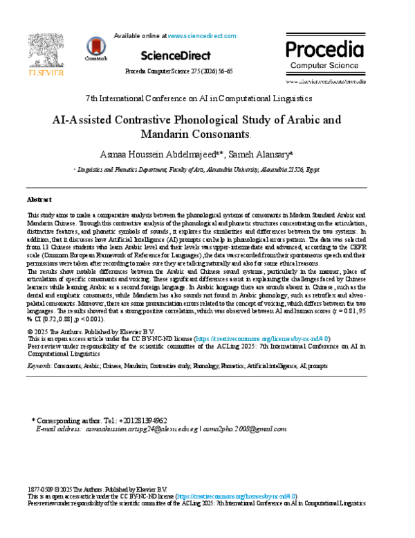 (PDF) AI-Assisted Contrastive Phonological Study of Arabic and Mandarin ...