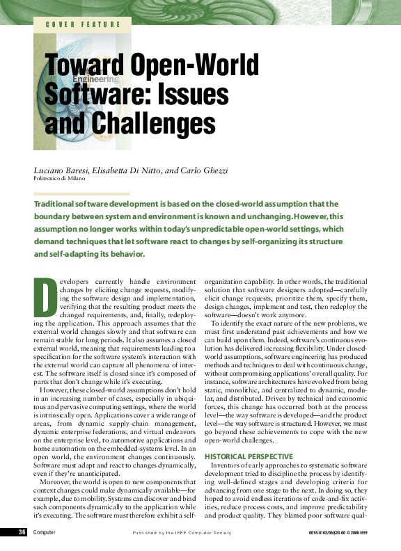 (PDF) Towards Open-World Software: Issue and Challenges