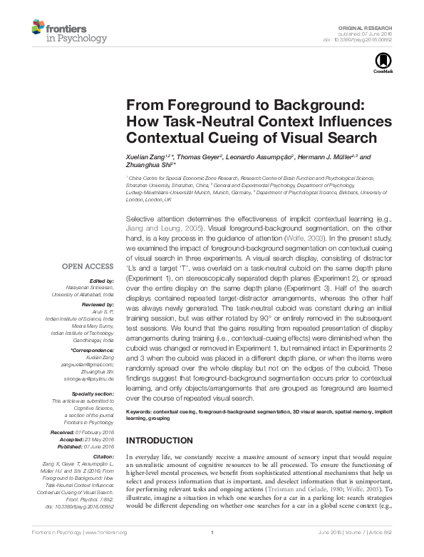 (PDF) From Foreground to Background: How Task-Neutral Context ...