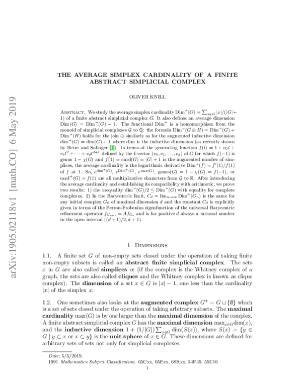 (PDF) The average simplex cardinality of a finite abstract simplicial ...