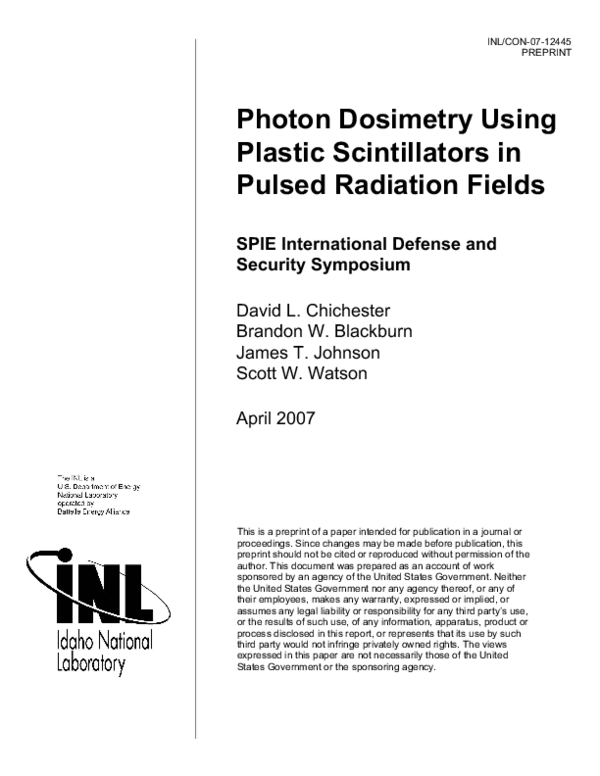 (PDF) Photon dosimetry using plastic scintillators in pulsed radiation ...