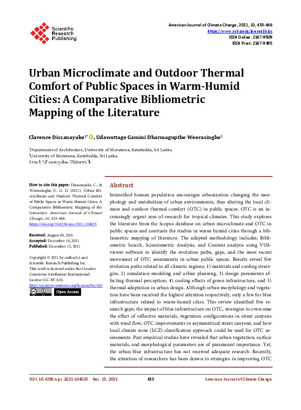 (PDF) Urban Microclimate and Outdoor Thermal Comfort of Public Spaces ...