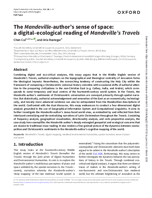 (PDF) The Mandeville-author's sense of space: a digital-ecological ...