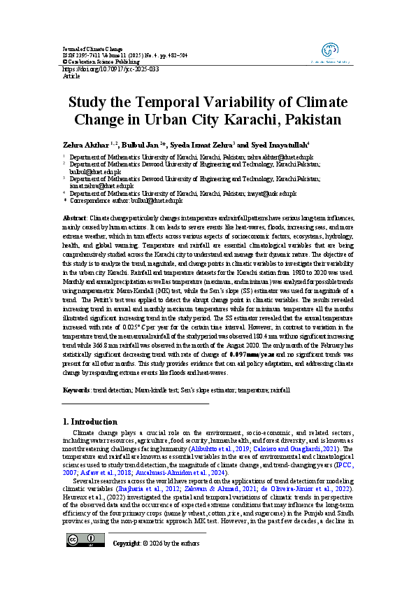 (PDF) Study the Temporal Variability of Climate Change in Urban City ...